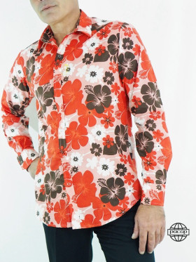Chemise Homme à Motif Floral Rouge et Blanc - KABOUL