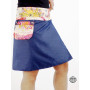 Jupe Zippée et boutonnée en Jean Transformable Avec Sacoche Imprimé amovible