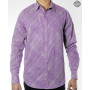 chemise cintrée violette a rayures col français boutonnée en coton
