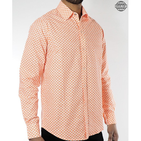 chemise orange décontractée petit motif