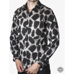 Chemise chic et elegante originale pour Homme Eté Col Italien Coton Noir et Blanc Marque Française Responsable