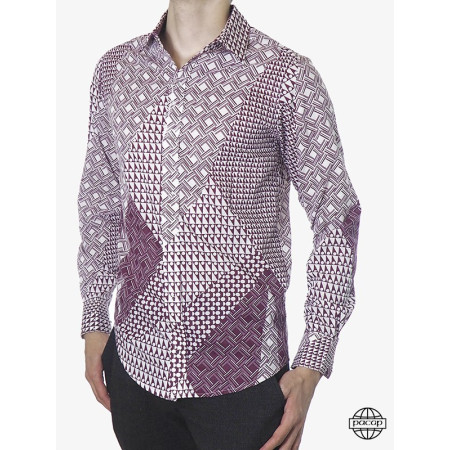 Chemise patchwork Eté Festival Homme Fashion Géométrique 100% Coton Marque Française Responsable.