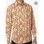 Chemise Homme Eté Imprimé à Pois Orange Marron Crème Col Italien 100% Coton Marque Française Responsable