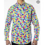 Chemise Blanche Vintage Fantaisie à Pois Colorés Marque Française Responsable