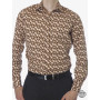 Chemise Homme Élégante Marron à Pois Blanc et Noir Cintrée Marque Française Responsable