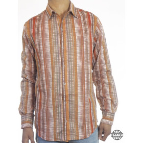 Chemise à Rayures Marron Homme Décontractée Coupe Droite – DAINTREE