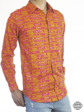 Chemise Orange Col Français Style Manouche Cintrée - PACAP