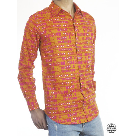 Chemise Orange Col Français Style Manouche Cintrée - PACAP