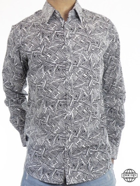 Chemise Rétro Vintage Rayée Noire et Blanche Col Français – TARONGA