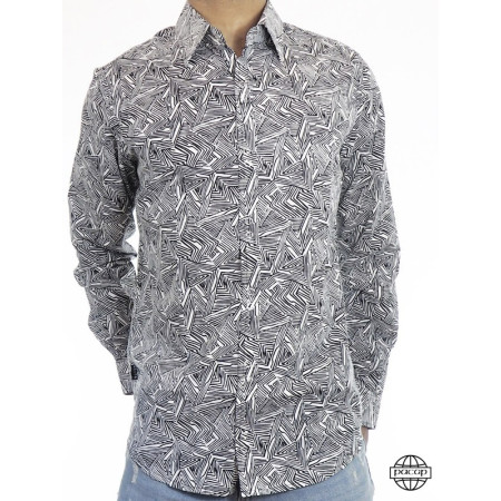 Chemise Rétro Vintage Rayée Noire et Blanche Col Français – TARONGA