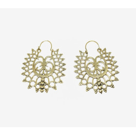 Boucles d'Oreilles Dorées Indiennes Style Ethnique Bohème Gitane en Acier.