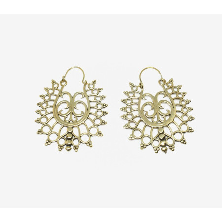 Boucles d'Oreilles Dorées Indiennes Style Ethnique Bohème Gitane en Acier.