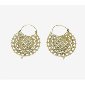 Boucles d'Oreilles Moyennes 4cm Indiennes Traditionnelles Ciselées.