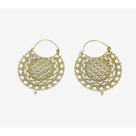 Boucles d'Oreilles Moyennes 4cm Indiennes Traditionnelles Ciselées.