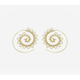 Boucles D'oreilles Spirales Hippies Gitanes Métal Doré.