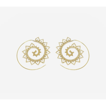 Boucles D'oreilles Spirales Hippies Gitanes Métal Doré.