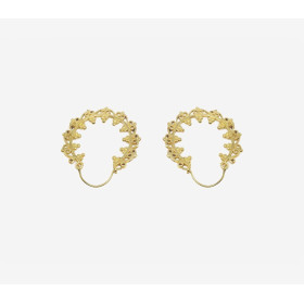 Boucles D'oreilles Moyennes 4cm Laiton Ciselées et Martelées à La Main.