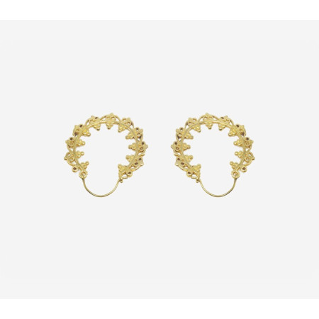 Boucles D'oreilles Moyennes 4cm Laiton Ciselées et Martelées à La Main.