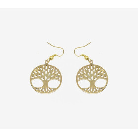 Petites Boucles D'oreilles Indiennes Laiton Motif Arbre de Vie Personnalisé.