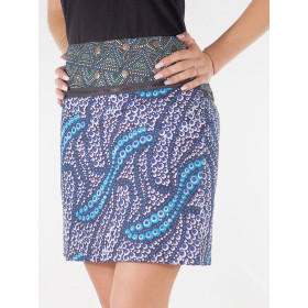 Jupe été, transformable, zip, jupe avec pochette, ceinture imprimé, Boutons-pressions, réversible, portefeuille.