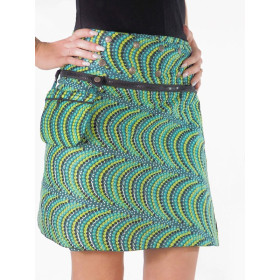 Jupe Été Zippée Verte Patineuse et Portefeuille Taille Haute.