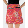 jupe midi femme coton taille unique ceinture amovible zippée, jupe convertible réversible à motif ethnique rouge