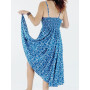 robe longue, robe été, robe cintrée, robe bleue, robe à bretelles, robe de jour, robe rayonne, robe col rond.