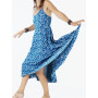 robe mi-longue, robe évasée, robe sans manches, robe plissée, robe légère.