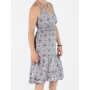 robe mi-longue, robe cache coeur, robe volantée, robe mi-longue, robe bretelles fines réglables, robe dos nu, robe grise
