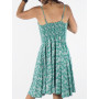 robe moyenne, robe dos smocké, robe col v, robe en rayonne, robe évasée, robe vintage, robe d'été, robe décolletée