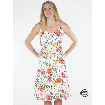 robe moyenne, robe fines bretelles réglables, robe dos nu, robe fluide, robe imprimé floral, robe d'été, robe fluide