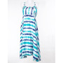 Robe Longue Bleue Fine Bretelle Réglable Imprimé Tie and Dye - LUNA