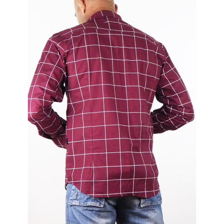 Chemise Homme Carreaux Damier Bordeaux PACAP 100% Coton Manches Longues Marque Française