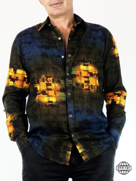Chemise Homme Manches Longues Imprimé à Carreaux Coupe Droite 100% Coton Marque Française