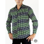 Chemise Homme Eté À Pois Blanc Et Vert Manches Longues Marque Française Responsable
