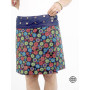 Jupe Jean Fleuri Boutons Pression  jupe taille unique, jupe réversible, jupe 8 en 1