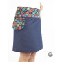 jupe portefeuille, jupe fendue, jupe femme ceinture zippée large avec boutons pression et sacoche amovible