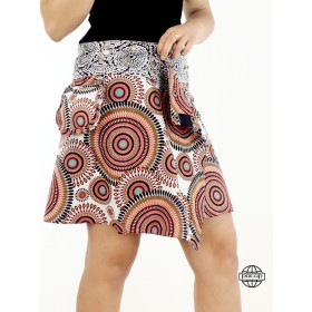 Jupe Portefeuille Ethnique Femme Zippée 8 en 1 Réversible Imprimé Mandala