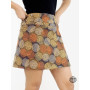 jupe coton taille unique ceinture amovible zippée, jupe convertible réversible à motifs à pois marron orange