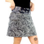 jupe coton taille unique ceinture amovible zippée, jupe convertible réversible à motifs à pois blancs sur fond noir