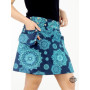 jupe été transformable ave pochette ceinture imprimé ethnique avec boutons pression, jupe portefeuille bleue
