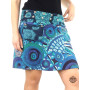 jupe coton taille unique ceinture amovible zippée, jupe convertible réversible à motif graphique bleu