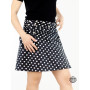 jupe coton taille unique ceinture amovible zippée, jupe convertible réversible à motifs à pois blancs sur fond noire