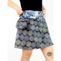 jupe coton taille unique ceinture amovible zippée, jupe convertible réversible à motifs à pois gris