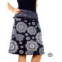 Jupe "Longue" Jeans Bleu Zippée Taille Réglable Imprimé Mandala - G...