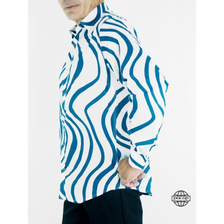 Chemise blanche Imprimé à Rayures psychédeliques Vertes - PACAP