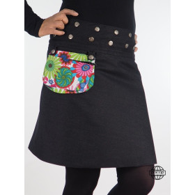 Jupe  coton Pochette et Ceinture Amovible Taille Unique Réversible
