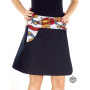 jupe jean grande taille, jupe ethnique, jupe colorée, jupe boutons pression