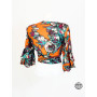 T-shirt à fleurs à nouer pour femme motif à fleurs multicolore