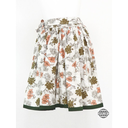Jupe Longue Fille Verte Avec Ruban Motif Floral, petite fille, enfant, bébé, à volant, ceinture à nouer.